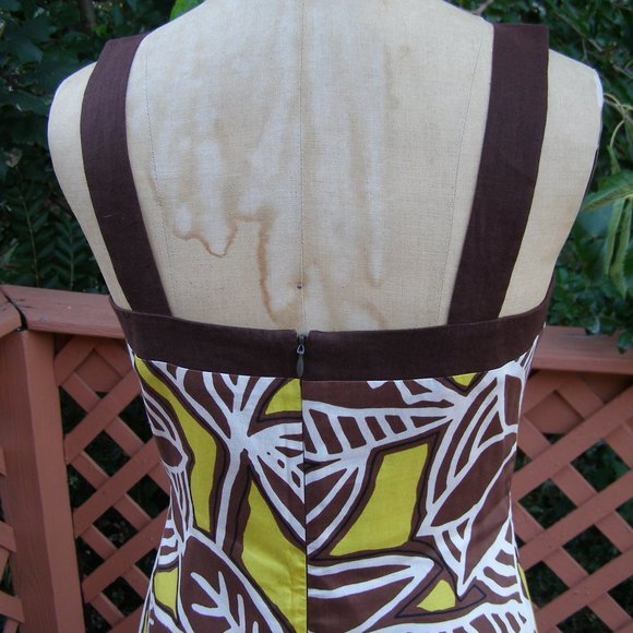 🌞🏝 New size 8 Summer Dress Bold Yellow and Brown Tropical print - Picture 10 of 11